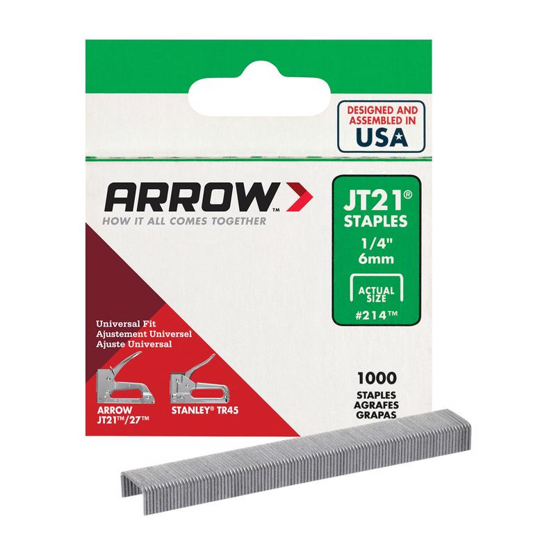 ARROW - Arrow JT21 7/16 in. W X 1/4 in. L Flat Crown Fine Wire Staples 1000 pk - Case of 5