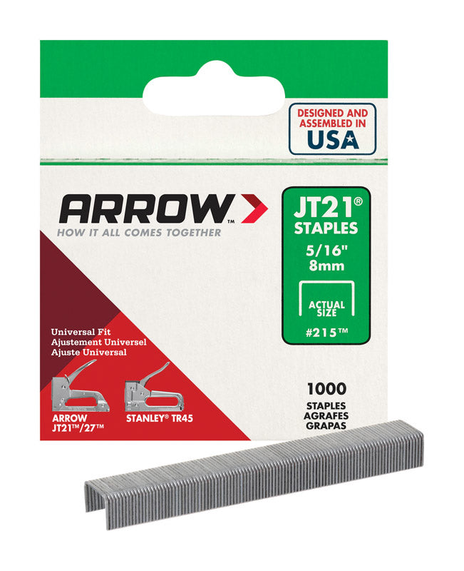 ARROW - Arrow JT21 7/16 in. W X 5/16 in. L 23 Ga. Wide Crown Light Duty Staples 1000 pk - Case of 5