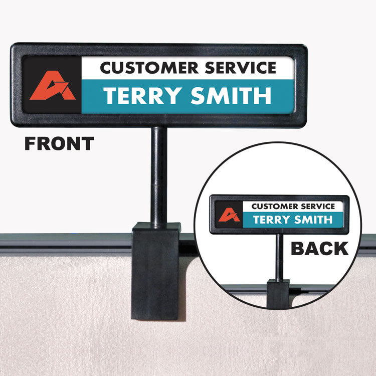 People Pointer - People Pointer Cubicle Sign, Plastic, 8.5 x 2, Black
