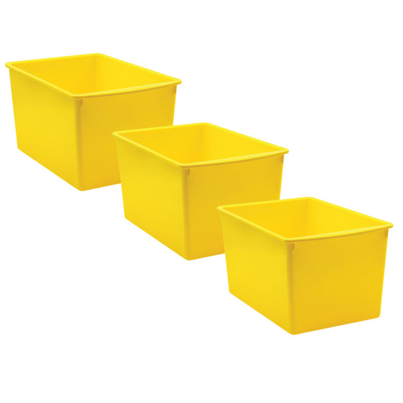 TEACHER CREATED RESOURCES - Yellow Plastic Multi-Purpose Bin, Pack of 3
