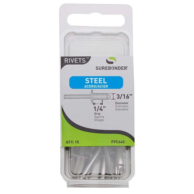 SUREBONDER - Surebonder 3/16 in. D X 1/4 in. Steel Blind Rivets Silver 15 pc
