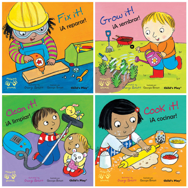 CHILD'S PLAY BOOKS - Helping Hands/Manos Amigas Bilingual Books, Set of 4