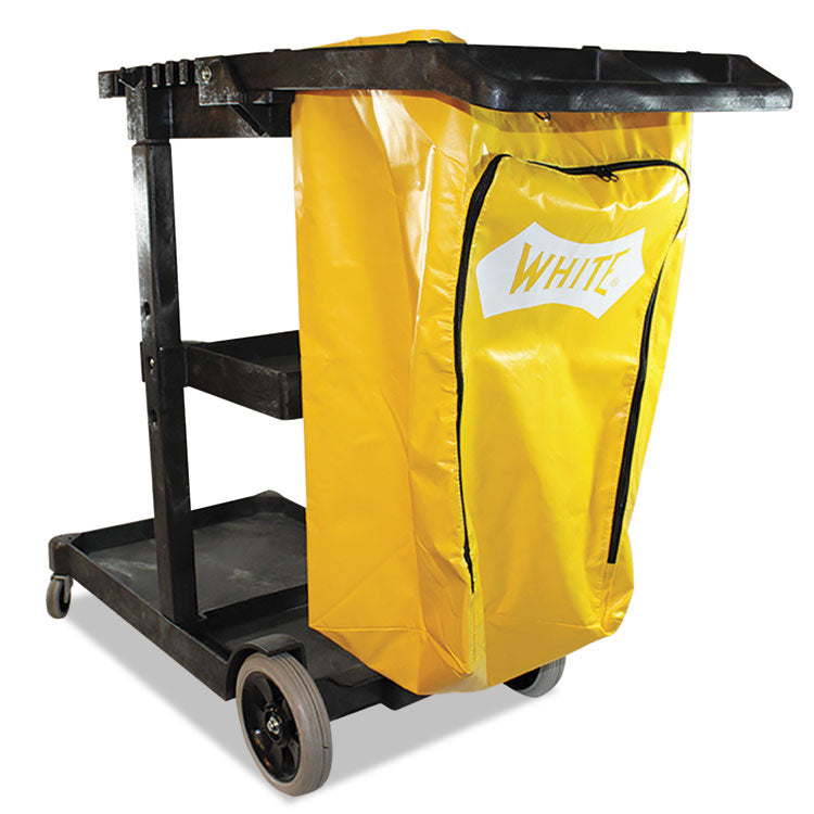 Impact - Janitorial Cart, Plastic, 3 Shelves, 1 Bin, 20.5" x 48" x 38", Yellow