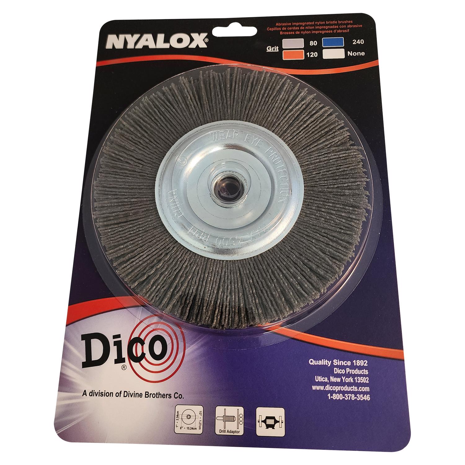 Dico Nyalox 6 in. Coarse Crimped Mandrel Mounted Wheel Brush Nylon 4500 rpm 1 pc