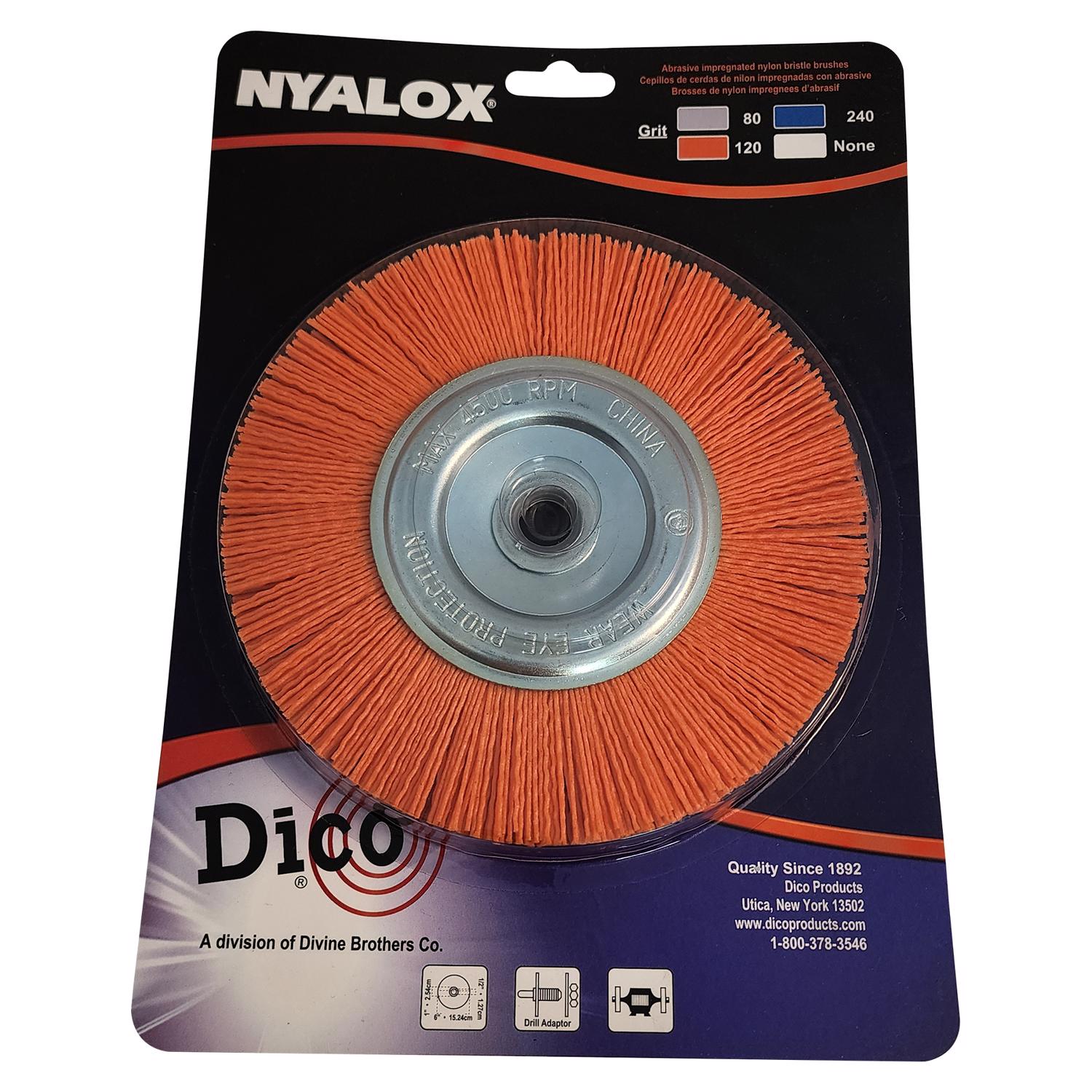Dico Nyalox 6 in. Medium Crimped Mandrel Mounted Wheel Brush Nylon 4500 rpm 1 pc