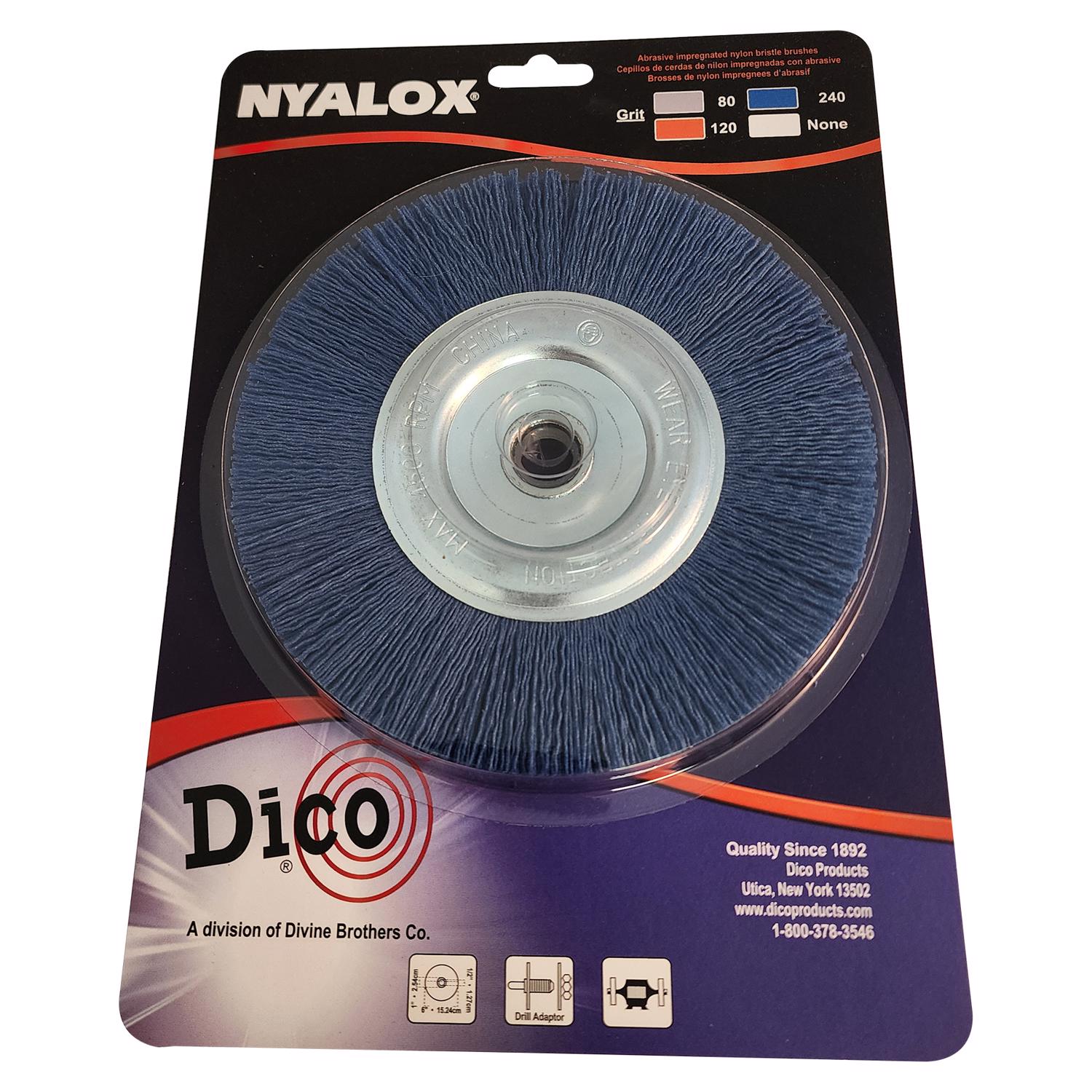 Dico Nyalox 6 in. Fine Crimped Mandrel Mounted Wheel Brush Nylon 4500 rpm 1 pc