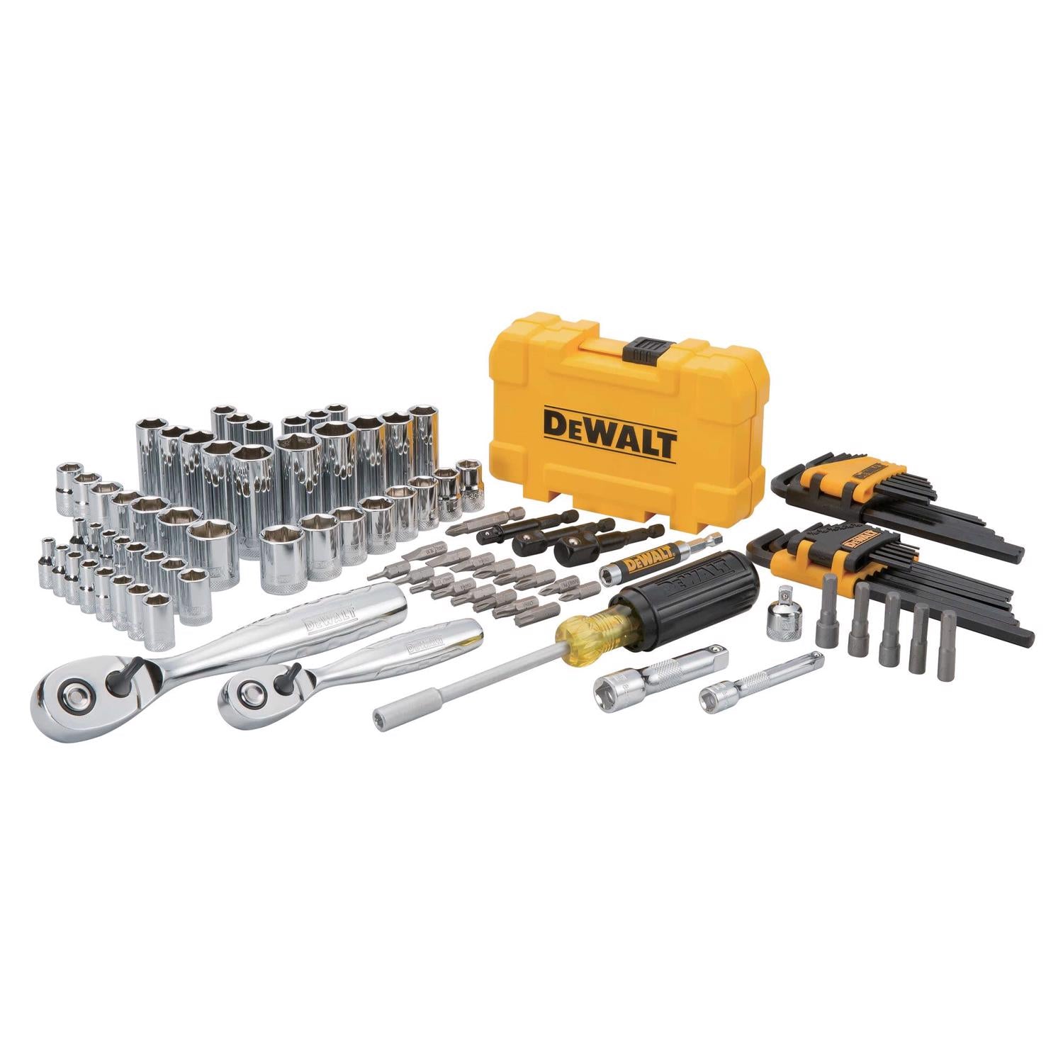 DeWalt 1/4 and 3/8 in. drive Metric/SAE Mechanic's Tool Set 108 pc