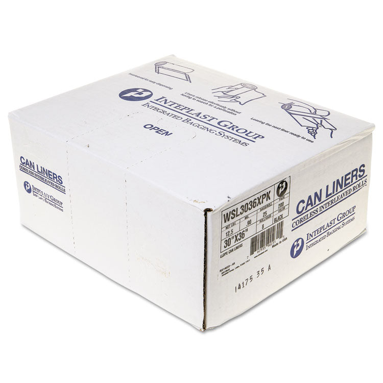 Inteplast Group - Low-Density Commercial Can Liners, 30 gal, 0.9 mil, 30" x 36", Black, 200/Carton