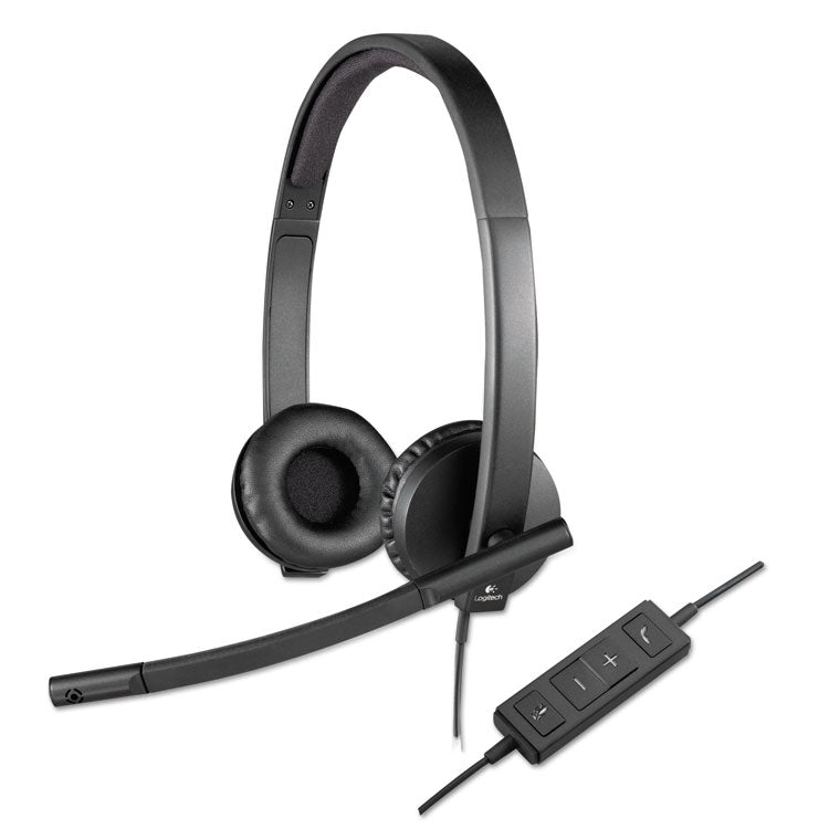 Logitech - H570e Binaural Over The Head Wired Headset, Black