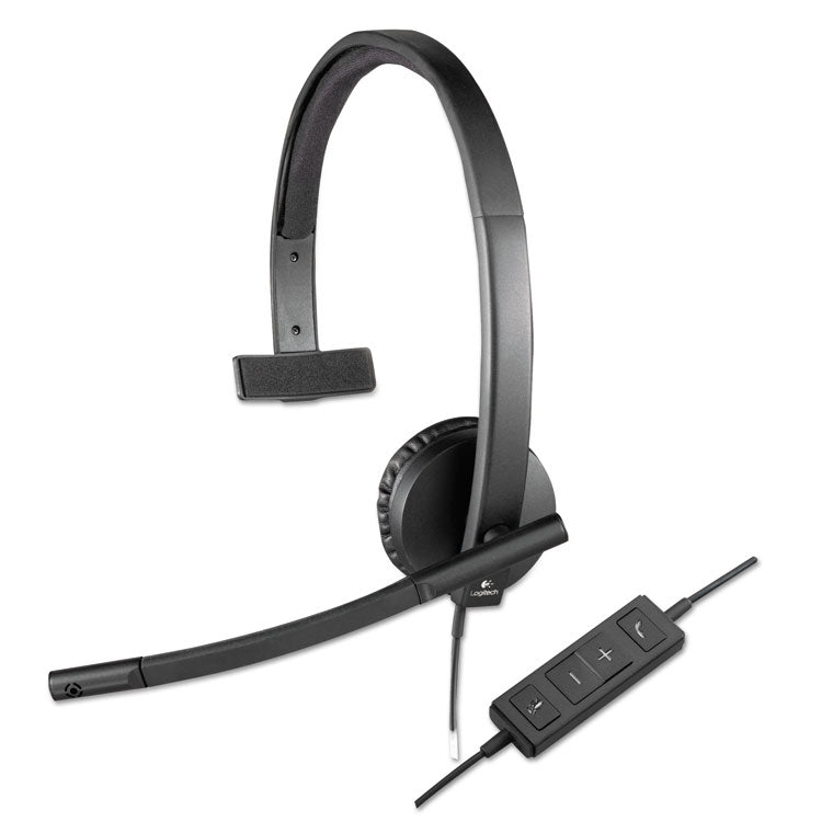 Logitech - H570e Monaural Over The Head Wired Headset, Black