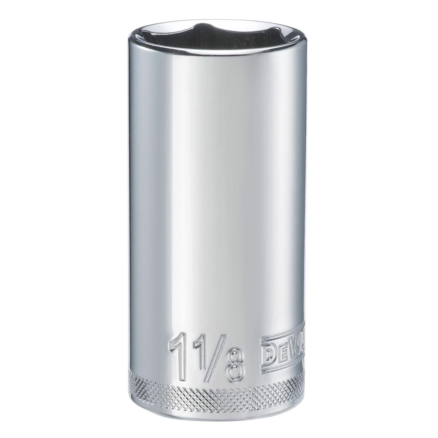 DeWalt 1-1/8 in. X 1/2 in. drive SAE 6 Point Deep Socket 1 pc