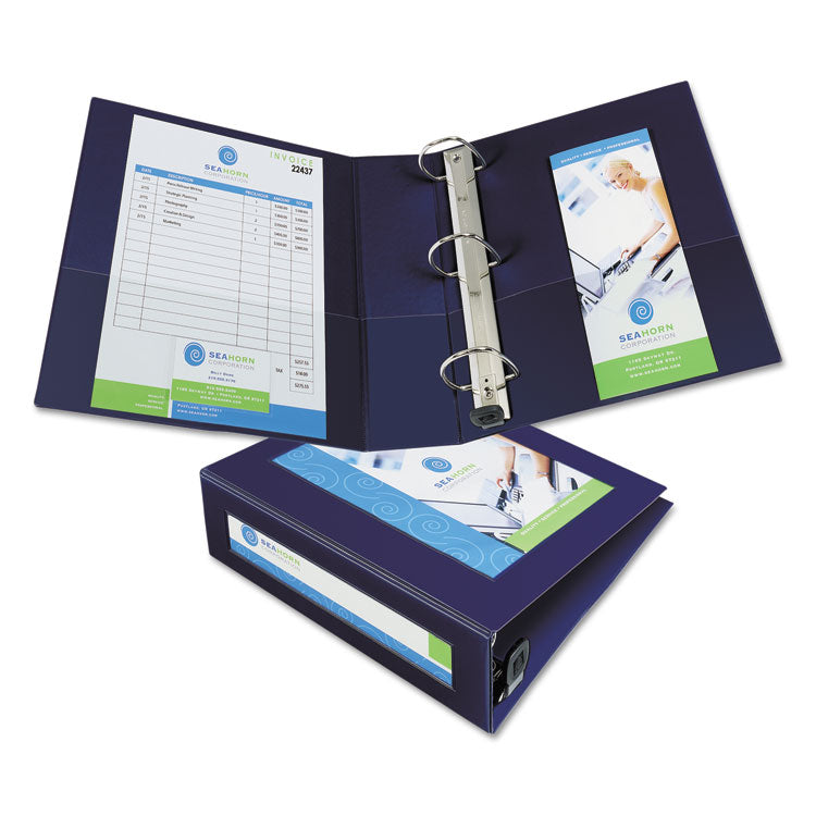 Avery - Framed View Heavy-Duty Binders, 3 Rings, 3" Capacity, 11 x 8.5, Navy Blue