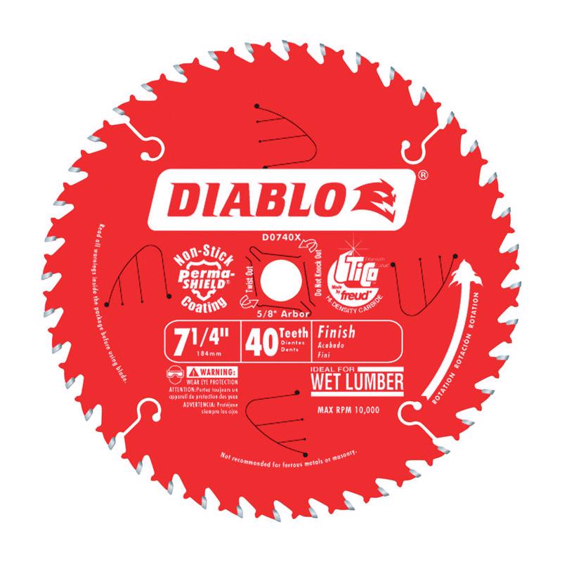 FREUD - Diablo 7-1/4 in. D X 5/8 in. TiCo Hi-Density Carbide Finishing Saw Blade 40 teeth 1 pk - Case of 10