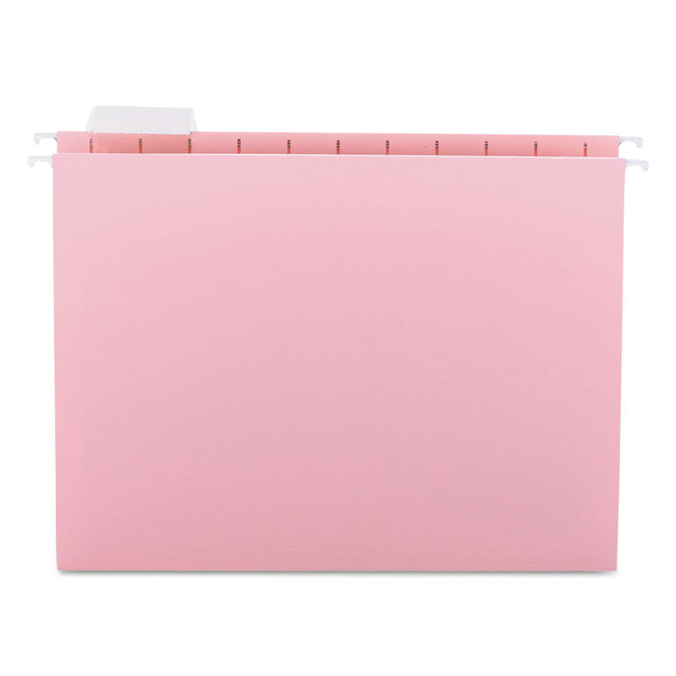 Smead - Colored Hanging File Folders with 1/5 Cut Tabs, Letter Size, 1/5-Cut Tabs, Pink, 25/Box