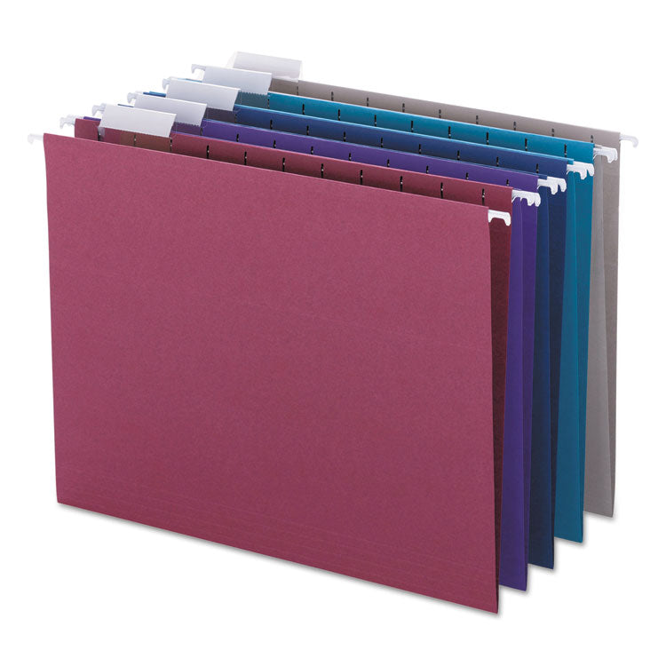 Smead - Colored Hanging File Folders with 1/5 Cut Tabs, Letter Size, 1/5-Cut Tabs, Assorted Jewel Tone Colors, 25/Box