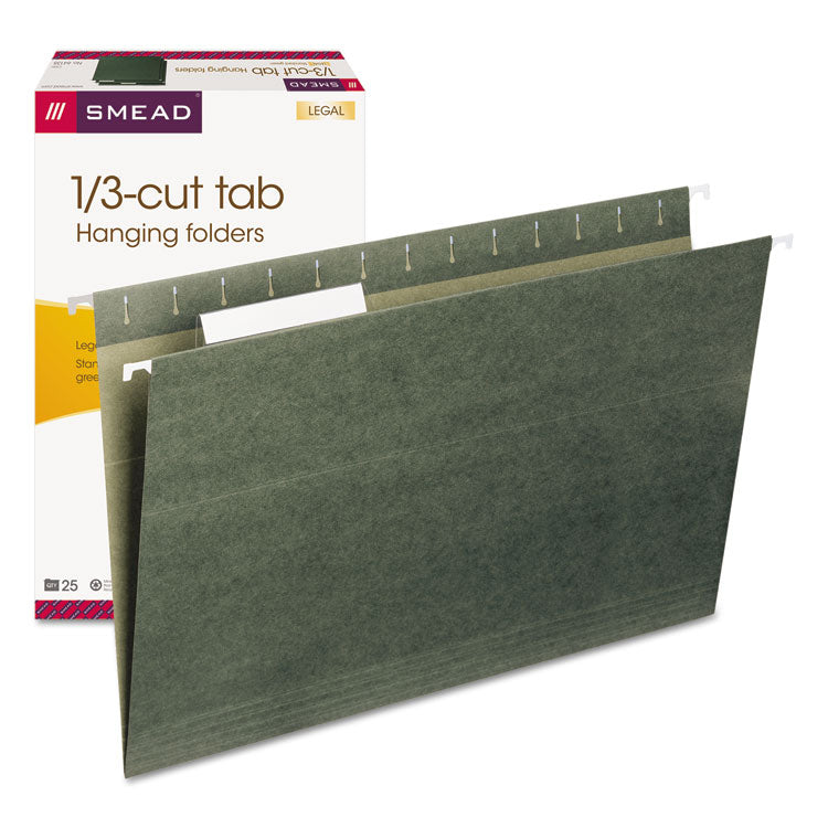 Smead - Hanging Folders, Legal Size, 1/3-Cut Tabs, Standard Green, 25/Box