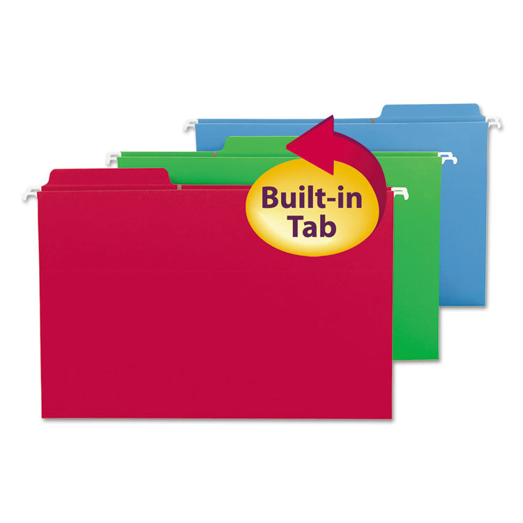 Smead - FasTab Hanging Folders, Legal Size, 1/3-Cut Tabs, Assorted Colors, 18/Box