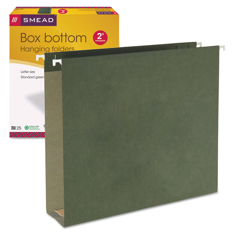 Smead - Box Bottom Hanging File Folders, 2" Capacity, Letter Size, Standard Green, 25/Box (6228530)