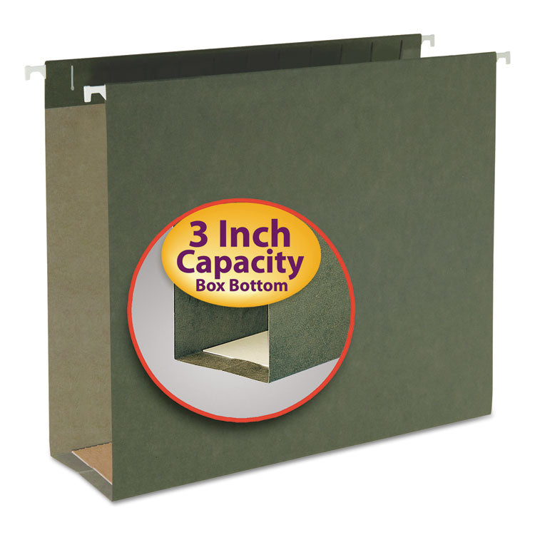 Smead - Box Bottom Hanging File Folders, 3" Capacity, Letter Size, Standard Green, 25/Box