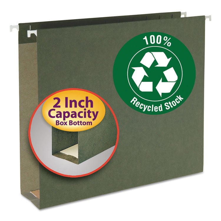 Smead - Box Bottom Hanging File Folders, 2" Capacity, Letter Size, Standard Green, 25/Box