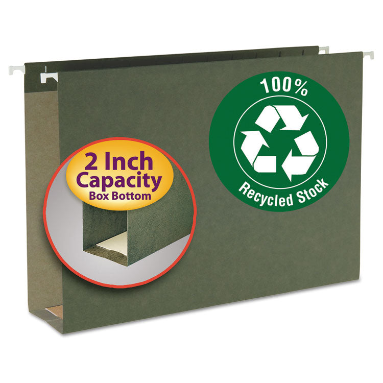 Smead - Box Bottom Hanging File Folders, 2" Capacity, Legal Size, Standard Green, 25/Box