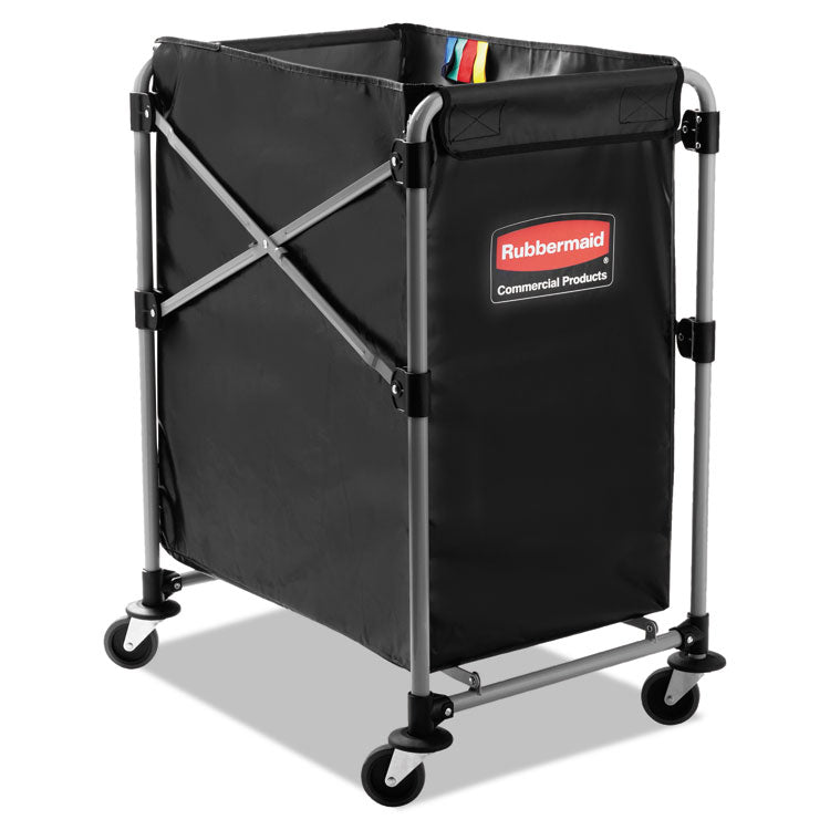 Rubbermaid Commercial - One-Compartment Collapsible X-Cart, Synthetic Fabric, 4.98 cu ft Bin, 20.33" x 24.1" x 34", Black/Silver