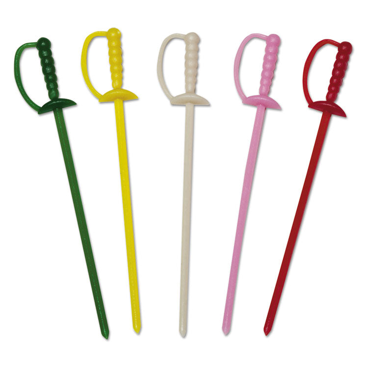 AmerCareRoyal - Sword Picks, 3.25", Assorted Colors, 10,000/Carton