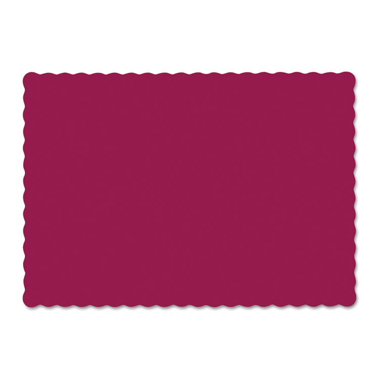 Hoffmaster - Solid Color Scalloped Edge Placemats, 9.5 x 13.5, Burgundy, 1,000/Carton