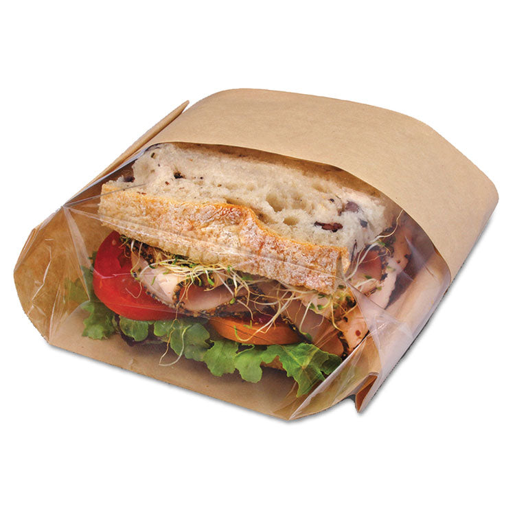 Bagcraft - Dubl View Sandwich Bags, 2.35 mil, 9.5" x 2.75", Natural Brown, 500/Carton