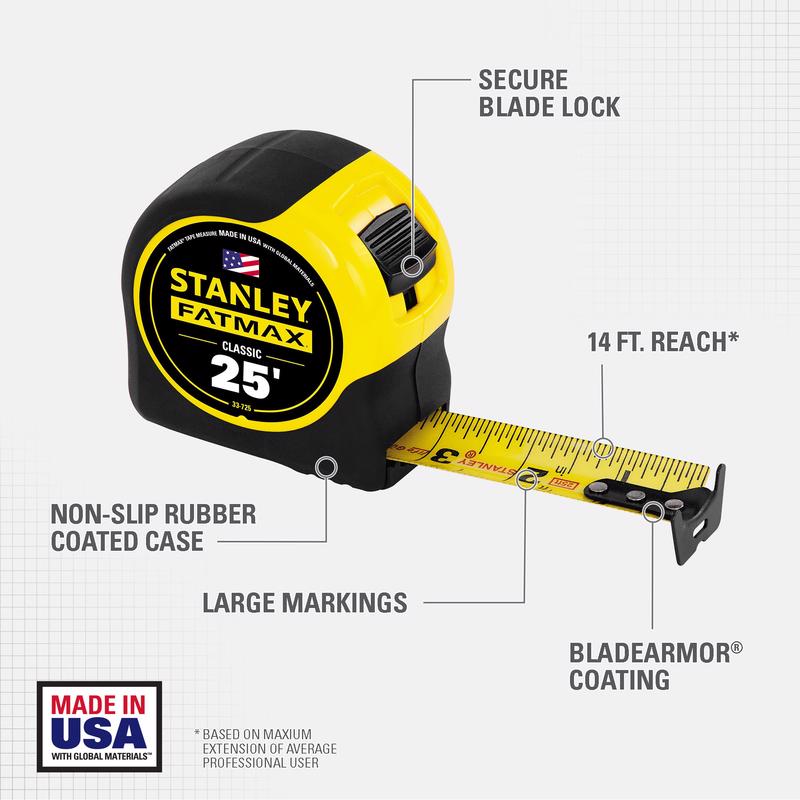 STANLEY - Stanley FatMax 25 ft. L X 1.25 in. W Tape Measure 1 pk