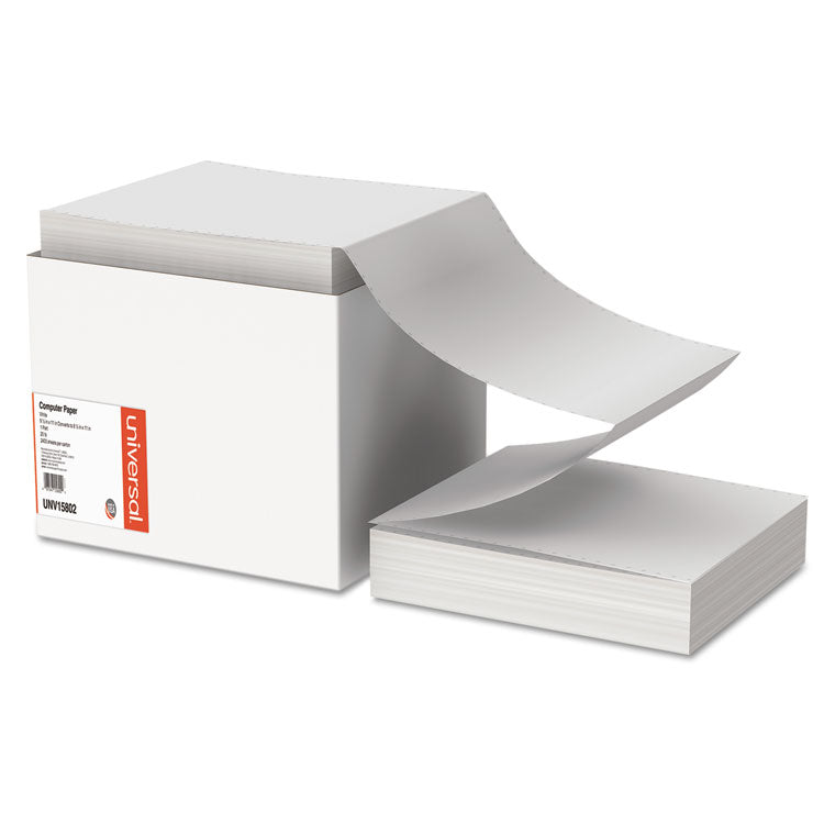 Universal - Printout Paper, 1-Part, 0.5" Standard Perforation, 20 lb Bond Weight, 9.5 x 11, White, 2,400/Carton