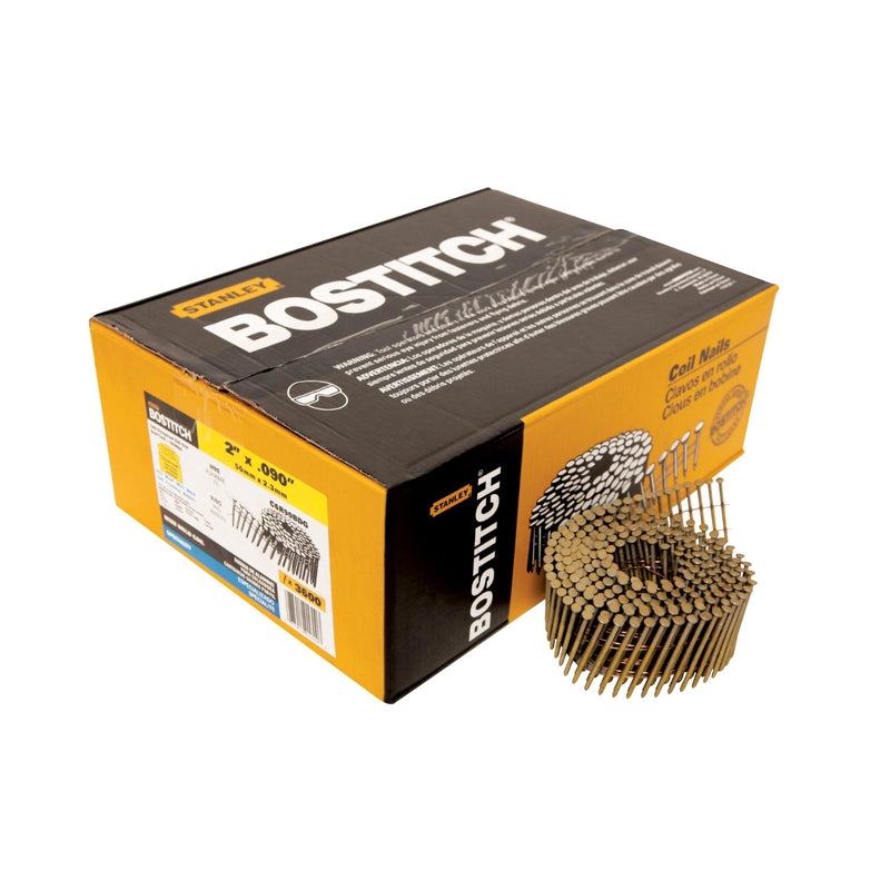 STANLEY BOSTITCH - Bostitch 2 in. 11 Ga. Angled Coil Galvanized Siding Nails 15 deg 3600 pk [C6R90BDG]