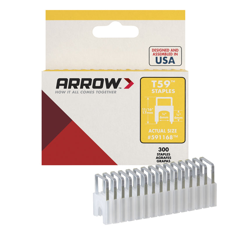 ARROW - Arrow T59 1/2 in. W X 1/4 in. L 18 Ga. Wide Crown Insulated Staples 300 pk