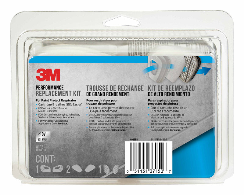 3M - 3M P95 Paint Project Respirator Supply Kit 6000 & 7000 Gray 8 pc