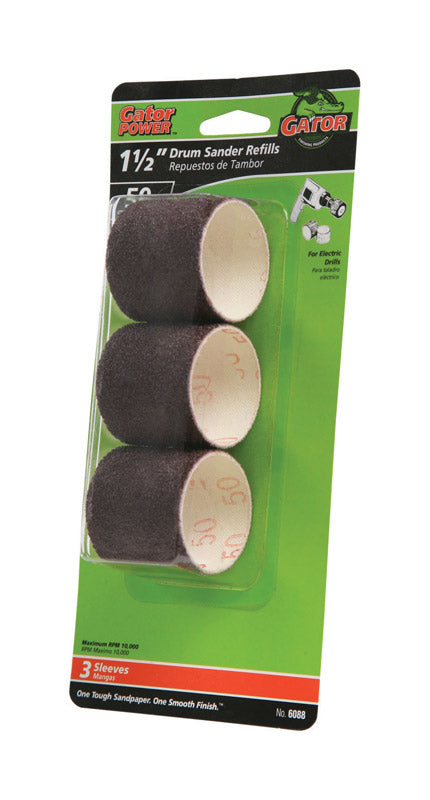 GATOR - Gator 1.5 in. D X 1.5 in. L Aluminum Oxide Abrasive Sleeve Refill 50 Grit Coarse 3 pc
