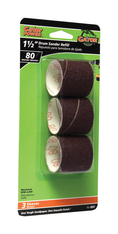 GATOR - Gator 1.5 in. D X 1.5 in. L Aluminum Oxide Drum Sander Refill 80 Grit Medium 3 pc