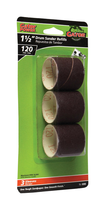 GATOR - Gator 1.5 in. D X 1.5 in. L Aluminum Oxide Abrasive Sleeve Refill 120 Grit Fine 3 pc