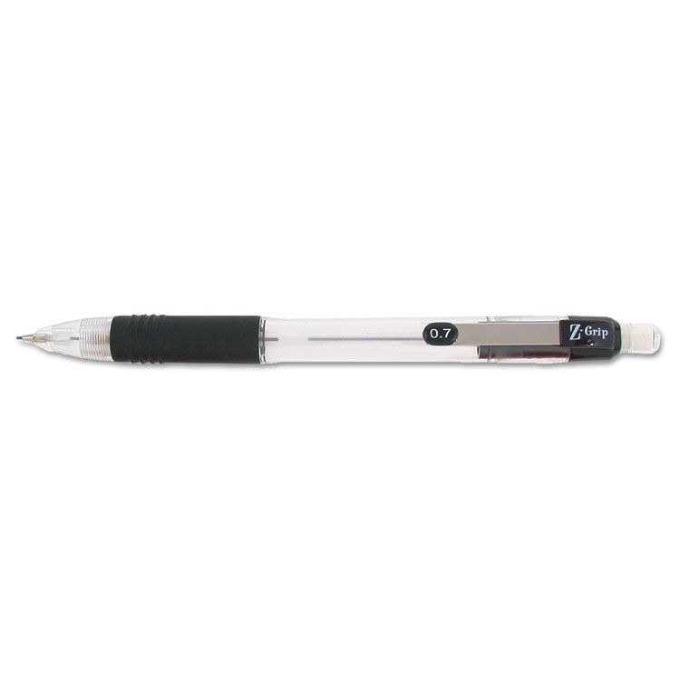 Zebra - Z-Grip Mechanical Pencil, 0.7 mm, HB (#2.5), Black Lead, Clear/Black Grip Barrel, 24/Pack