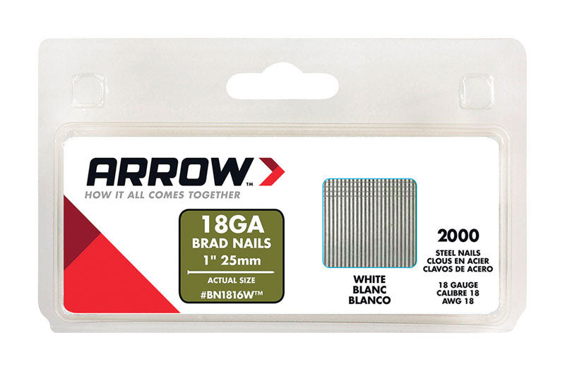 ARROW - Arrow BN18 18 Ga. X 1 in. L Galvanized Steel Brad Nails 2000 pk 0.95 lb [BN1816WCS]