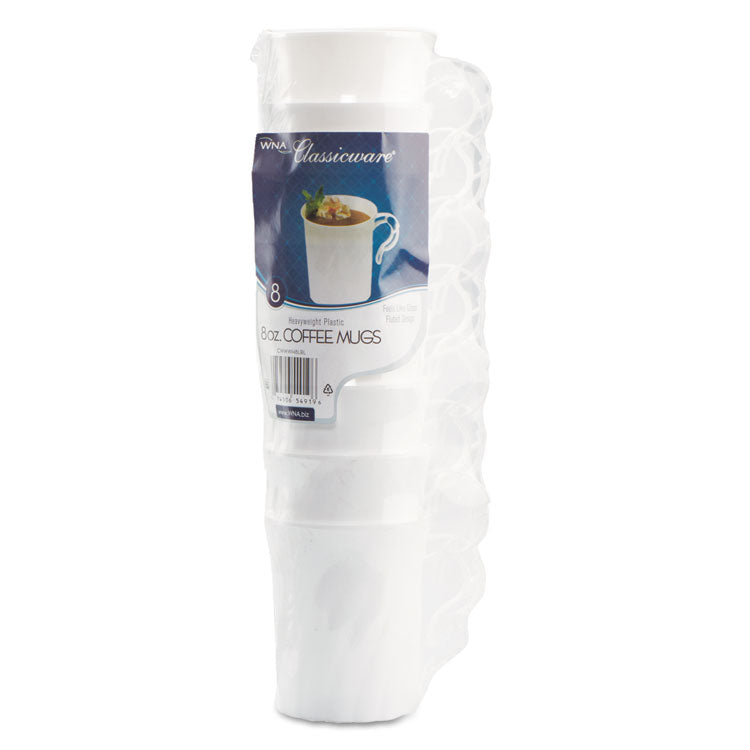 WNA - Classicware Plastic Coffee Mugs, 8 oz, White, 8 Pack, 24 Packs/Carton