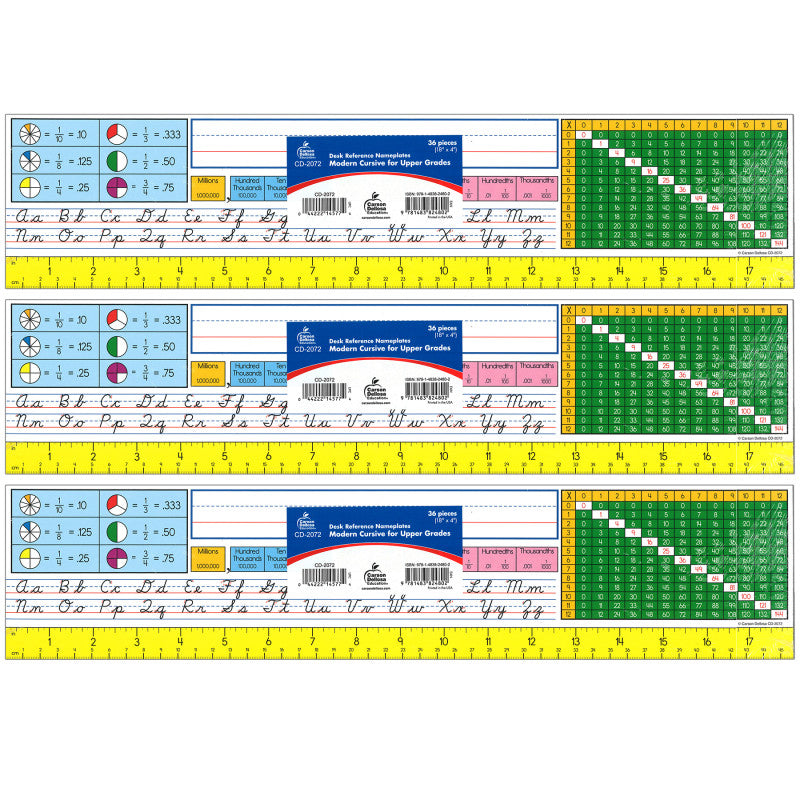 CARSON DELLOSA EDUCATION - Desk Reference Nameplates, Modern Cursive, 36 Per Pack, 3 Packs