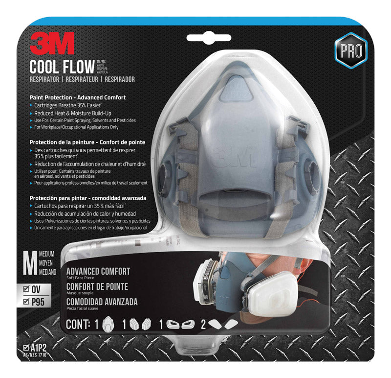 3M - 3M P95 Paint Project Half Face Respirator Valved Multicolored M 1 pc