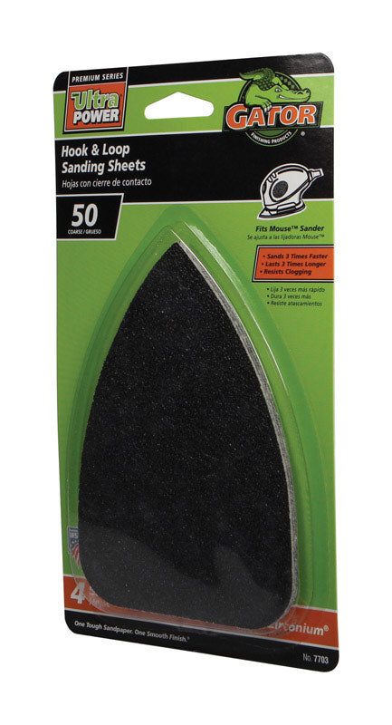 GATOR - Gator Mouse 5 in. L X 3-1/2 in. W 50 Grit Zirconium Oxide Mouse Sandpaper 4 pk