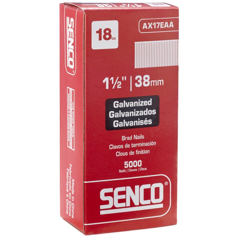 SENCO - Senco 1-1/2 in. 18 Ga. Straight Strip Galvanized Brad Nails 5000 pk