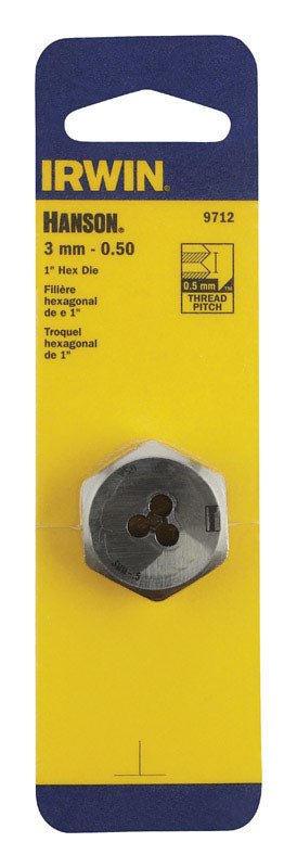 IRWIN - Irwin Hanson High Carbon Steel Metric Hexagon Die 3 - 0.50 mm 1 pc