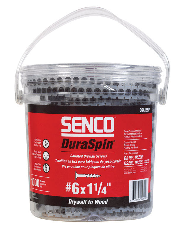 SENCO - Senco DuraSpin No. 6 Sizes X 1-1/4 in. L Phillips Collated Drywall Screws 1000 pk