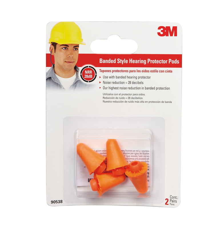 TEKK - 3M 28 dB Polyurethane Foam Band Earplugs Orange 2 pair