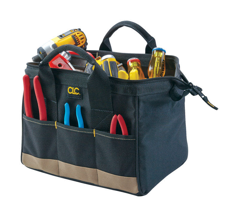 CLC - CLC 8.5 in. W X 8 in. H Polyester Tool Bag 14 pocket Black/Tan 1 pc