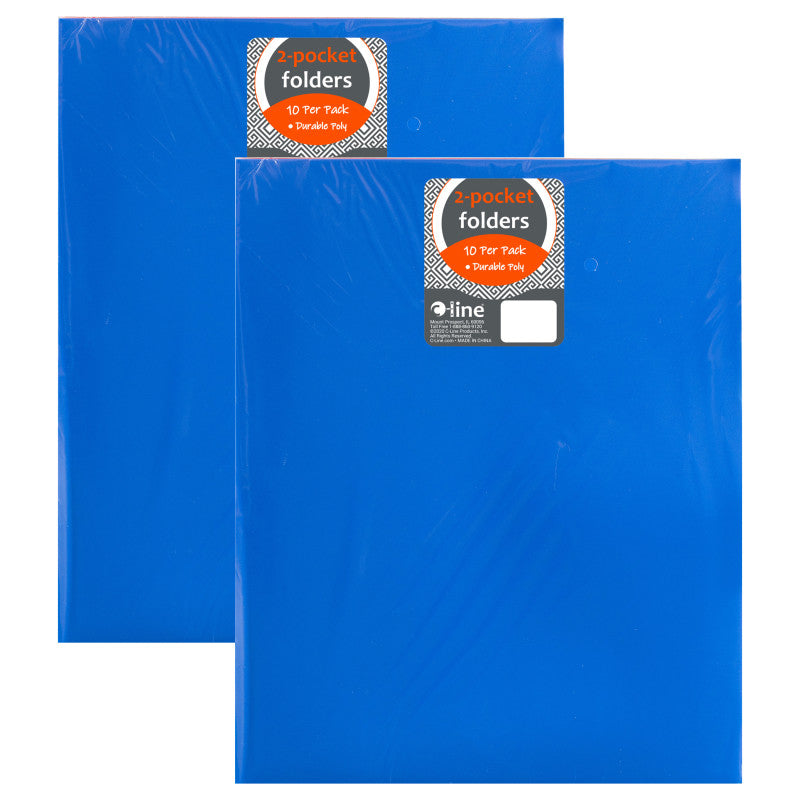 C-LINE - Two-Pocket Heavyweight Poly Portfolio Folder, Primary Colors, 10 Per Pack, 2 Packs