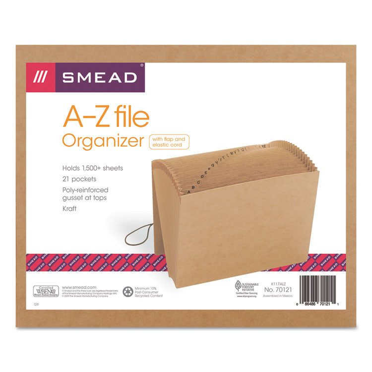 Smead - Indexed Expanding Kraft Files, 21 Sections, Elastic Cord Closure, 1/21-Cut Tabs, Letter Size, Kraft